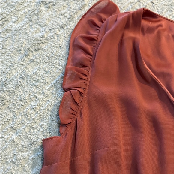 Express Terracotta Ruffle Mini Dress - Picture 3 of 7